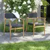 Image de Berah Getah - Lot De 2 Fauteuils De Jardin En Teck Massif Et Cordage Noir
