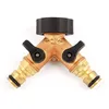 Image de Raccord Pour Circuit D'Arrosage 20/27   Laiton Anti-corrosif   2 Sorties Mâles Avec Vannes   Utilisation Simultanée D'Accessoires