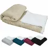 Image de Vivezen - Couverture, Plaid Polaire 220 X 240 Cm En Flanelle Et Sherpa Ultra Doux - Beige