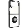 Image de Coque pour Samsung Galaxy Z Flip 3 Bi-matière Bague Métallique Support Vidéo Noir - Neuf