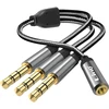 Image de Adaptateur splitter jack 3.5mm femelle vers 3x jack 3.5mm mâle LinQ