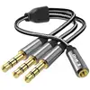 Image de Adaptateur Splitter Jack 3.5mm femelle vers 3x Jack 3.5mm mâle Gris - Neuf