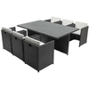 Image de Concept-usine   Table Et Chaises 6 Places Encastrables En Résine Tressée Grise   Plateau En Verre Amovible   Coussins Déhoussables En Tissu Déperlant