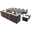 Image de Concept-usine - Table Et Chaises 12 Places Encastrables Résine Marron/blanc Miami