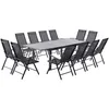 Image de Concept-usine   Salon De Jardin 12 Places   Table En Aluminium Avec Rallonge 1,60 À 2,40 M   Fauteuils Inclinables En Polyester Gainé Pvc