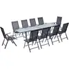 Image de Concept-usine - Table De Jardin Extensible 10 Fauteuils En Alu Et Toile Pvc Brescia