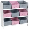 Image de Meuble De Rangement Enfant 9 Paniers Amovibles   Structure Mdf Peinte   Dimensions L. 63 X L. 30 X H. 59,5 Cm   Paniers En Toile Intissée   Urban Living