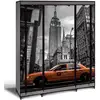Image de Idmarket   Armoire De Rangement Penderie Pliable En Tissu   Dimensions 132x45x178 Cm   Structure Acier   3 Portes Indépendantes   Imprimé New-york