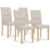 Image de Idmarket   Lot De 4 Chaises Capitonnées Beiges   Design Scandinave   Structure En Bois   Assise Confortable   Dimensions 43x61x94cm