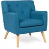 Image de Idmarket   Fauteuil Relax Scandinave En Tissu 100% Polyester Bleu Canard   Structure En Bois Hévéa   Dimensions 74x75x79 Cm   Assise Rembourrée