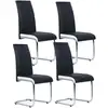 Image de Idmarket   Lot De 4 Chaises Mia Noires   Revêtement En Polyuréthane   Pieds En Métal Chromé   Dimensions 39x48x92cm   Assise 39x39x46cm