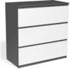Image de Idmarket - Commode 3 Tiroirs Tomi 78 Cm Bois Gris Et Blanc