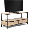 Image de Idmarket - Meuble Tv Detroit - 2 Tiroirs - Design Industriel - 113 Cm - Naturel