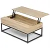 Image de Idmarket - Table Basse Detroit - Plateau Relevable - Design Industriel - Naturel