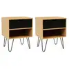 Image de Lot De 2 Tables De Chevet Noemi 1 Tiroir Avec Niche Bois Pied Épingle