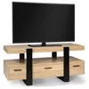 Image de Idmarket - Meuble Tv Phoenix - Avec Tiroirs - Bois Et Noir - 116 Cm - Bois-clair