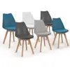 Image de Lot De 6 Chaises Scandinaves Idmarket Sara - Mix Couleur: Blanc, Gris Clair, Bleu Canard X2, Gris Foncé X2 - Multicolore
