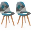 Image de Idmarket - Lot De 2 Chaises Scandinaves Sara Motifs Patchworks Bleus