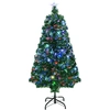 Image de HOMCOM Sapin de Noël Artificiel Lumineux 120H cm Fibre Optique LED Multicolore + Support Pied 130 Branches étoile Sommet Brillante Vert