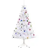 Image de HOMCOM Sapin Arbre de Noël Artificiel Blanc 150 cm 680 Branches avec Nombreux Accessoires variés