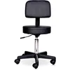 Image de Tabouret Massage À Roulettes Réglable En Hauteur Pivotant Avec Dossier Ergonomique Noir