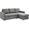 Image de HOMCOM Canapé d'angle convertible canapé lit canapé 3 places modulable avec méridienne réversible, coffre de rangement intégré et 3 coussins de dossier, tissu aspect lin, gris