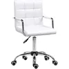 Image de HOMCOM Chaise de bureau fauteuil manager pivotant hauteur réglable revêtement synthétique capitonné blanc