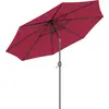 Image de Outsunny Parasol de jardin extrieur Parasol droit inclinable ? 3 m en mtal Rond Polyester 180g/m? manivelle inclinable Bordeaux