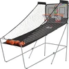 Image de HOMCOM Jeu de basketball arcade pliable à 2 panier 4 balles pompe de gonflage, panier de basketball avec système de pointage, 4 bouton fonctionnement et 8 modes de jeux, 205x110x205cm, noir et blanc