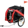 Image de PawHut Remorque vélo pour Chien Animaux 8 réflecteurs Drapeau Barre attelage Inclus Acier Polyester imperméable Max. 30 Kg 130L x 73l x 90H cm Rouge