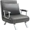 Image de HOMCOM Fauteuil chauffeuse canapé-lit Convertible 1 Place déhoussable Grand Confort Coussin Pieds accoudoirs métal suède Gris