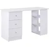 Image de HOMCOM Bureau informatique multimédia multi-rangements 3 tiroirs 2 étagères 120L x 49l x 72H cm blanc