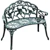 Image de Outsunny Banc de Jardin 2 Places Style n  o-r  tro Motif Rose Lignes fusel  es 100L x 54l x 78H cm Fonte d'aluminium Vert Vieilli