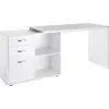 Image de HOMCOM Bureau d'angle bureau droit modulable table de salle à manger 2 en 1 bureau informatique tiroirs x 3 + 2 niches MDF blanc