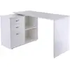 Image de Homcom   Bureau D'Angle Modulable 117x83,5 Cm   Mdf Blanc Avec 3 Tiroirs Et 2 Niches   Pour Espace De Travail Ou Cuisine
