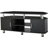 Image de HOMCOM Meuble TV meuble télé bois banc TV pour téléviseur jusqu'à 55 pouces avec grand plateau, placards à portes et compartiment ouvert pour salon chambre à coucher, 120 x 40 x 52 cm, noir