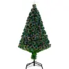 Image de HOMCOM Sapin de Noël Artificiel Lumineux 120H cm Fibre Optique Multicolore + Support Pied 130 Branches étoile Sommet Brillante Vert