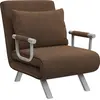 Image de HOMCOM Fauteuil chauffeuse canapé-lit Convertible 1 Place déhoussable Grand Confort Coussin Pieds accoudoirs métal suède Marron
