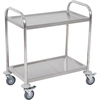 Image de HOMCOM Chariot de service desserte de cuisine à roulettes 2 étagères 80L x 45l x 82H cm acier inox. chromé