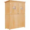 Image de Outsunny Abri de Jardin en bois Armoire de Jardin dim. 127,5L x 50l x 164H cm 2 étagères 2 Portes 2 fenêtres Toit bitumé étanche Bois Massif Sapin pré-huilé bois naturel