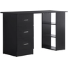 Image de HOMCOM Bureau avec rangement, table informatique 120 x 50 cm, bureau d'ordinateur avec étagères et tiroirs, pour petits espaces, chambre à coucher, noir