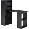 Image de HOMCOM Bureau informatique, bureau avec rangement, 6 compartiments ouverts, table d'ordinateur pour chambre, studio, 120 x 55 x 120 cm, noir