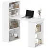 Image de HOMCOM Bureau informatique, bureau avec rangement, 6 compartiments ouverts, table d'ordinateur pour chambre, studio, 120 x 55 x 120 cm, blanc
