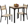 Image de HOMCOM Ensemble table et chaises pour 2 personnes, table de cuisine avec chaises, table à manger 3 pièces avec 2 chaises encastrables, pour cuisine salon maison, bois de chêne clair