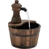 Image de Outsunny   Fontaine De Jardin En Bois Massif   Circuit Fermé Avec Pompe Submersible   Dimensions Ø 27 X 37h Cm   Finition Brûlée Résistante Aux Intempéries