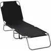 Image de Outsunny   Transat Pliable 1 Place   Dossier Inclinable Multi-positions   Structure Métal Époxy Anticorrosion   Dimensions 187x55x24cm   Noir