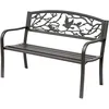Image de Outsunny   Banc De Jardin 2 Places En Métal Époxy Anticorrosion   Dimensions 127x60x85cm   Dossier Haut Avec Motifs Oiseaux   Confort Optimal