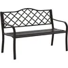 Image de Outsunny   Banc De Jardin 3 Places En Métal Époxy Anticorrosion   Dossier Haut Ergonomique   Dimensions 128x60x89cm   Couleur Brun