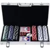 Image de HOMCOM Mallette de Poker Coffret de Poker Complet avec 300 jetons 2 Jeux de Cartes + 2 clés Aluminium