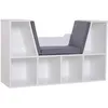 Image de Homcom - Bibliothèque Banc 2 En 1 Design Contemporain 6 Casiers 3 Coussins Fournis 102l X 30l X 61h Cm Blanc Gris Chiné